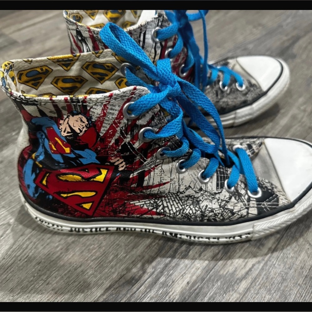 Converse Superman High-Top Sneakers in Blue, Red, Yellow
